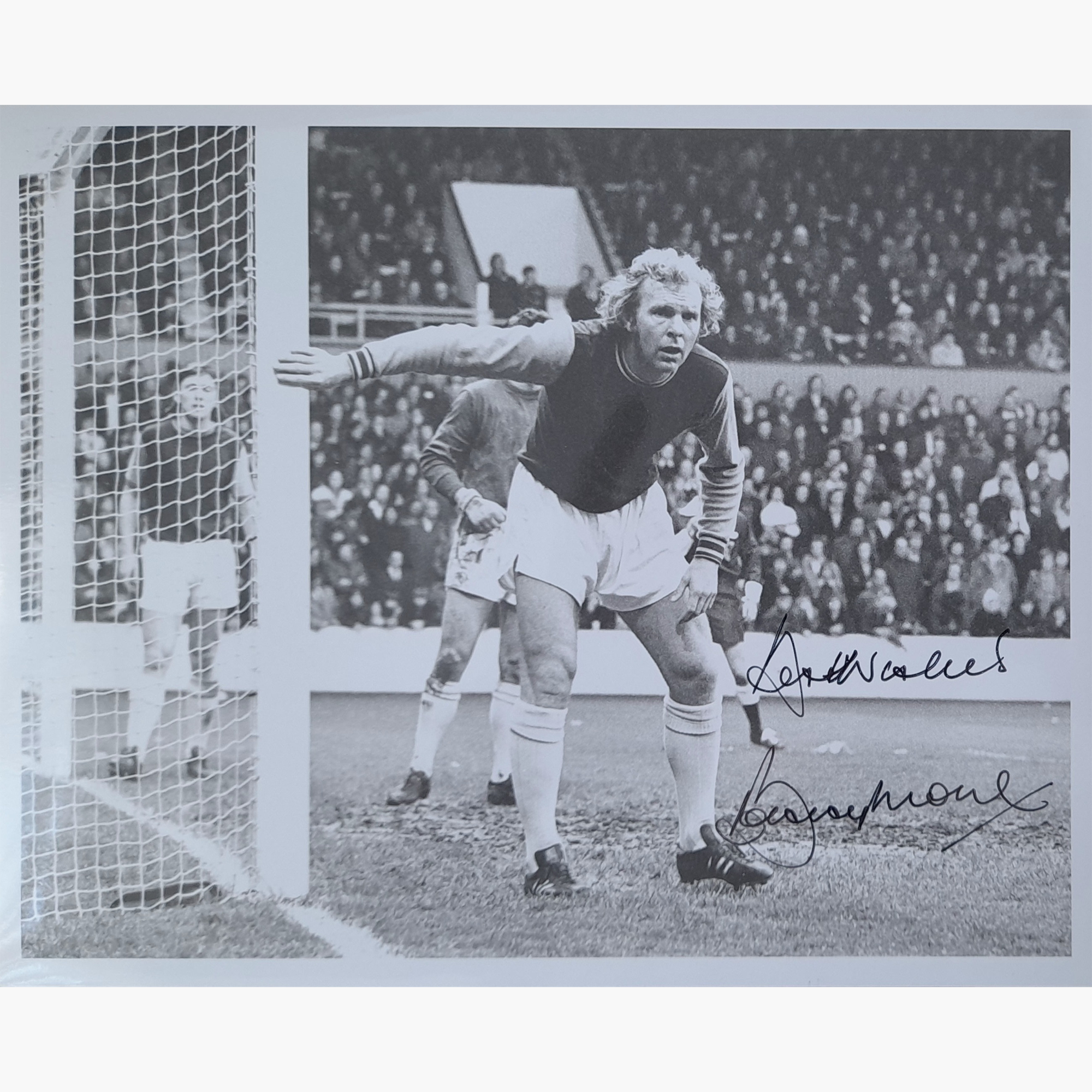 Bobby Moore Signed West Ham United Photo – Black & White Action Shot