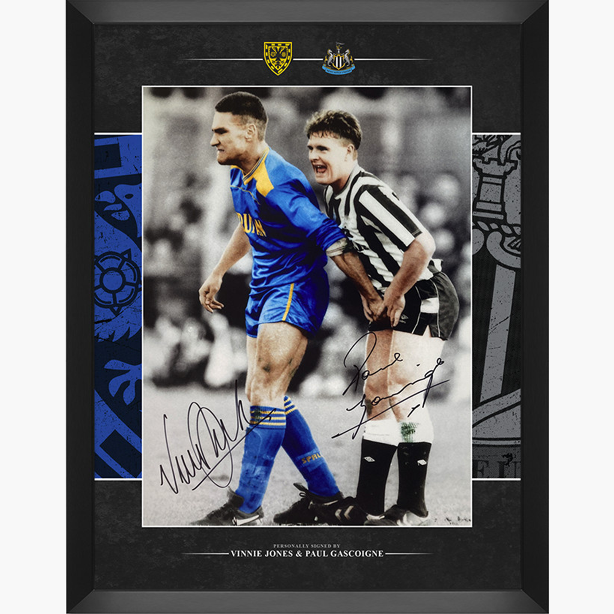 Vinnie Jones & Paul Gascoigne Signed Display – “Nutcracker” Moment