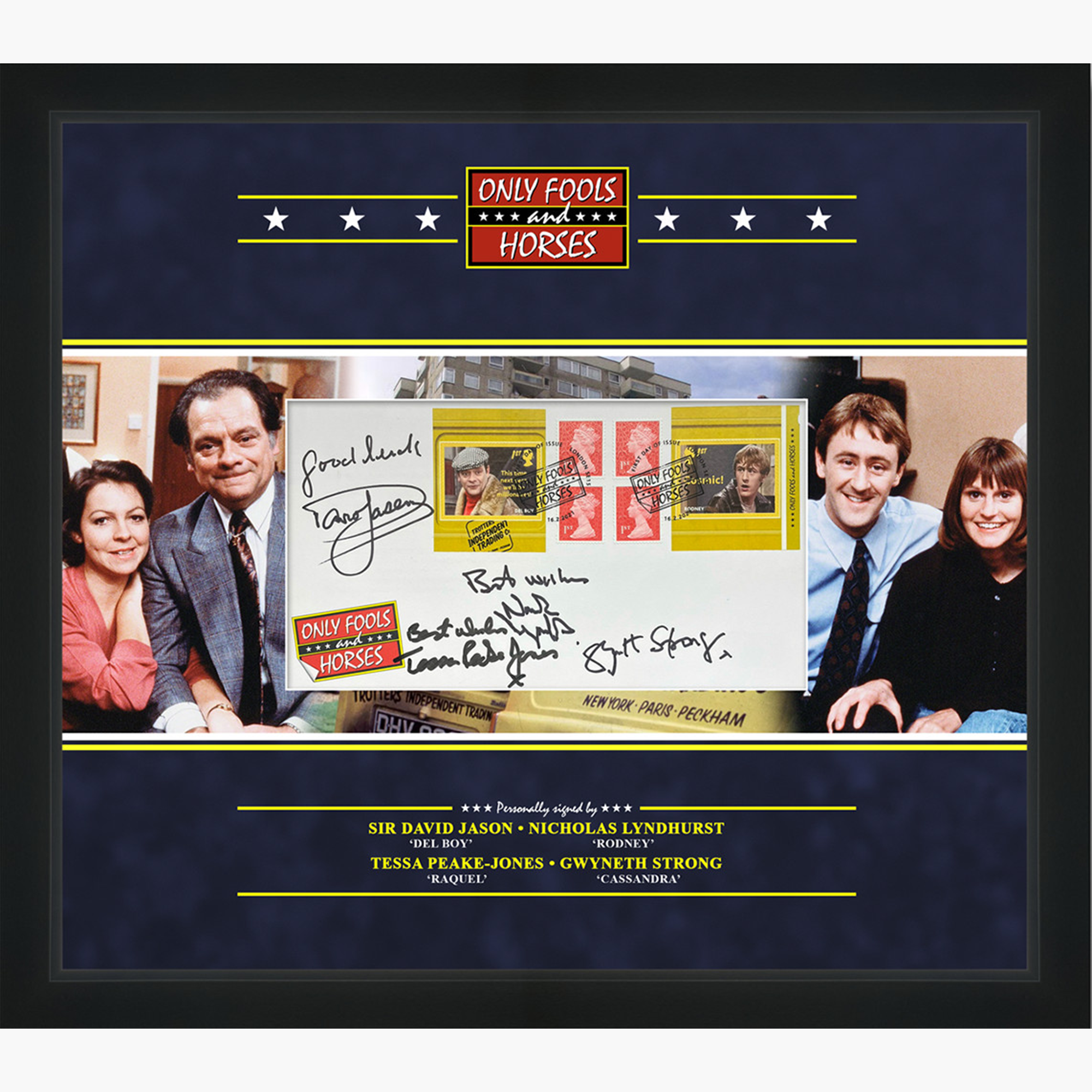 Only Fools and Horses Cast Signed FDC Display – Del Boy, Rodney, Raquel & Cassandra